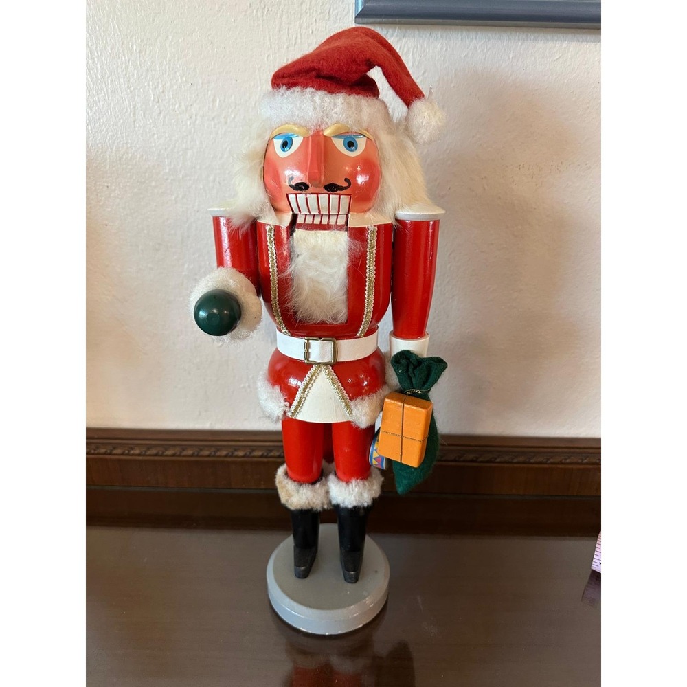 Santa Claus Wooden Nutcracker 17 Inch Vintage German(?) Christmas‎ Decor Heavy